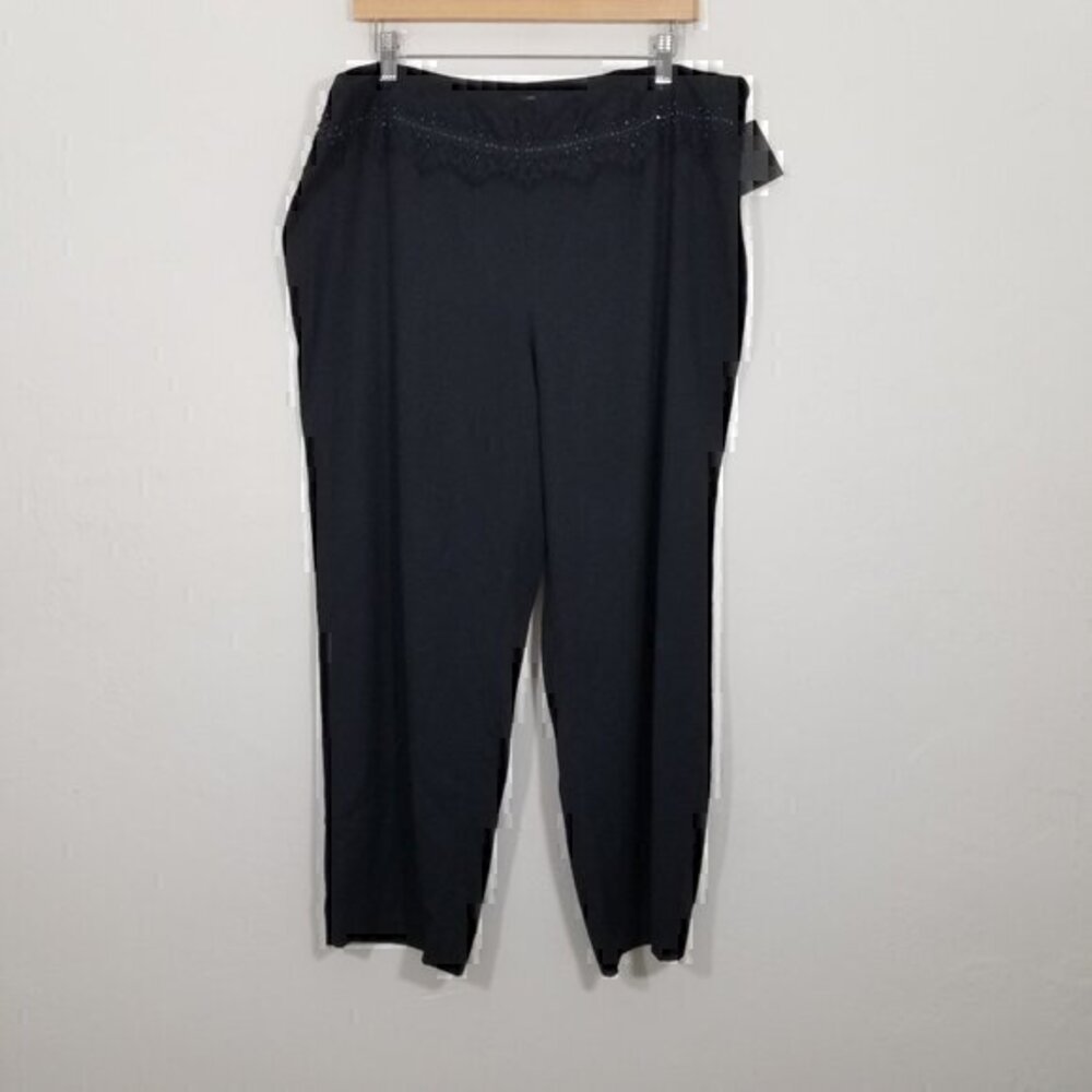 NWT Alfani Lace Picadly Dressy Pants Black Size 14W
